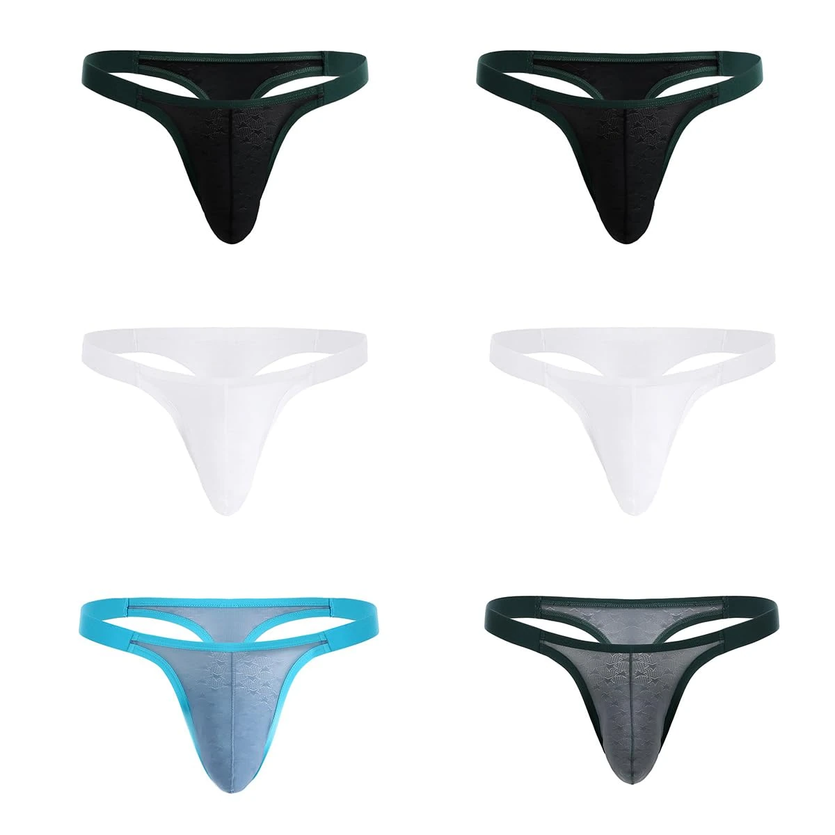 Casey Kevin Mens Sexy Thong Underwear 6 Pack G Strings Low Rise Male Underpants,CK2104-6 Pack,S