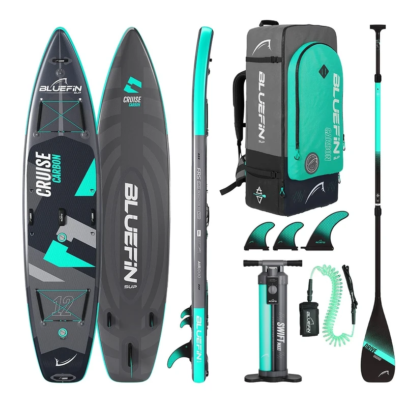 Bluefin SUP Cruise Carbon 12' Inflatable Paddle Board| Adult board| Cruise 12' Paddleboard Package | Portable & Travel safe |Carbon Paddle Board |Accessories included
