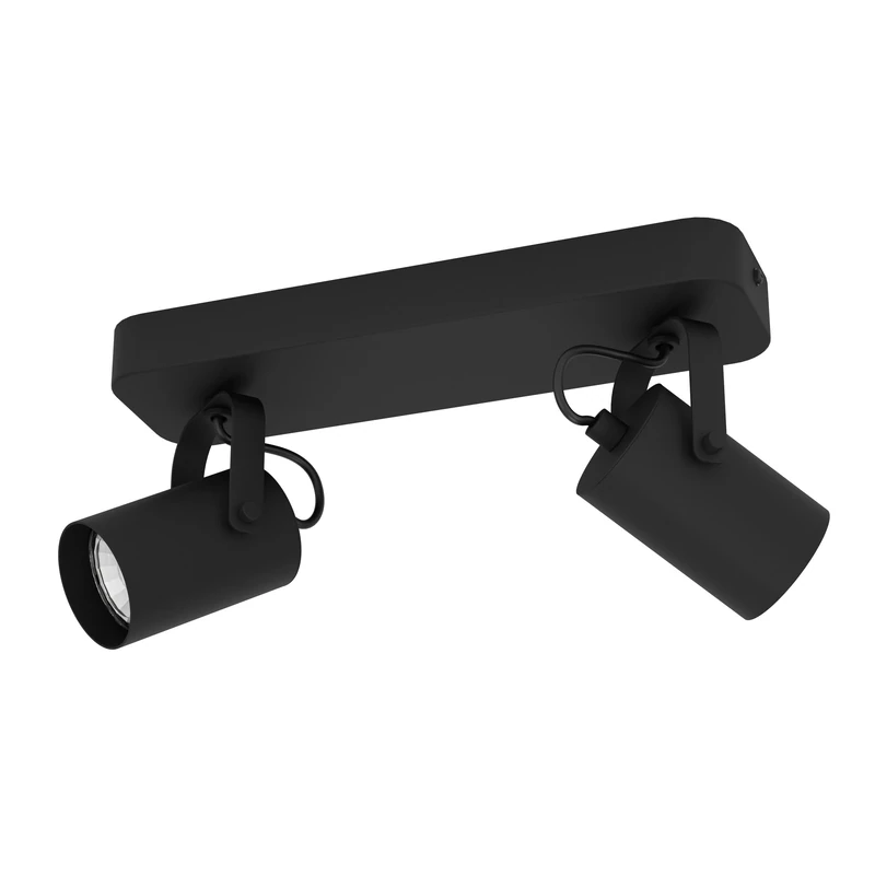 Eglo LED Spotlight bar Sorego, Ceiling Light Fitting with 2 Adjustable spot Lights, Living Room lamp Made of Black Metal, Track Lighting with GU10 Light Bulbs, Warm White