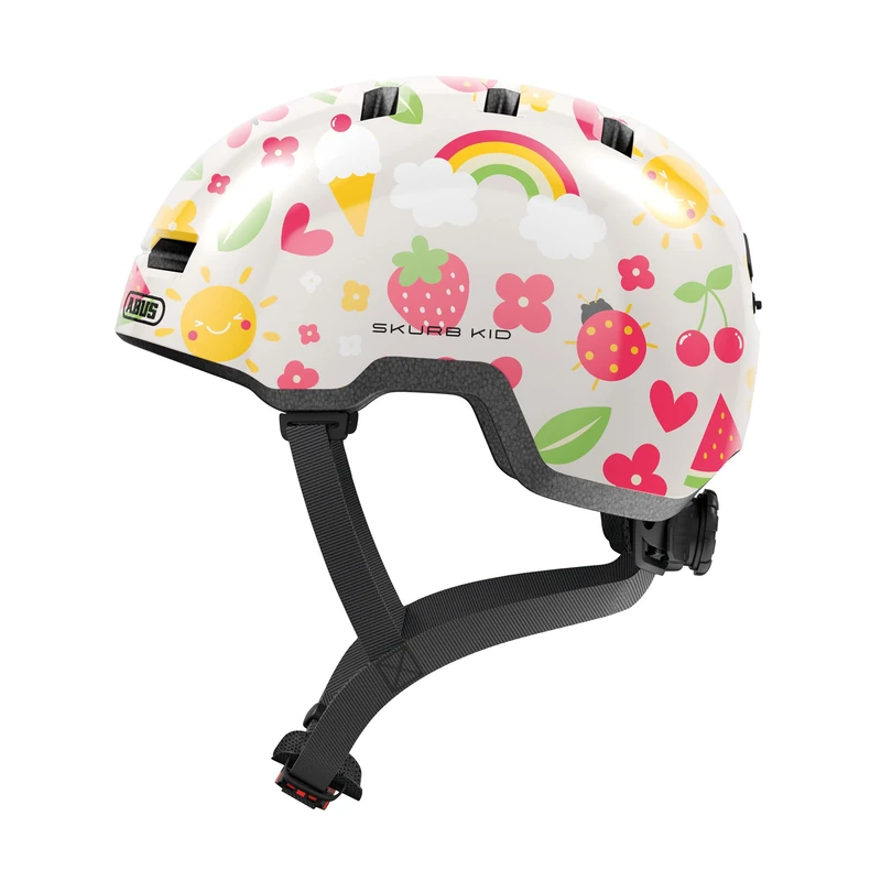 ABUS Skurb Kid children's helmet - robust bike helmet in skater look with space for a pigtail and a variety of designs - for girls and boys