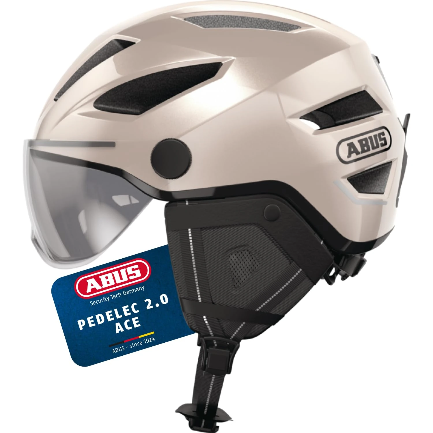 ABUS city helmet Pedelec 2.0 ACE - bicycle helmet with rear light, visor, rain cover, ear protection - for men and women