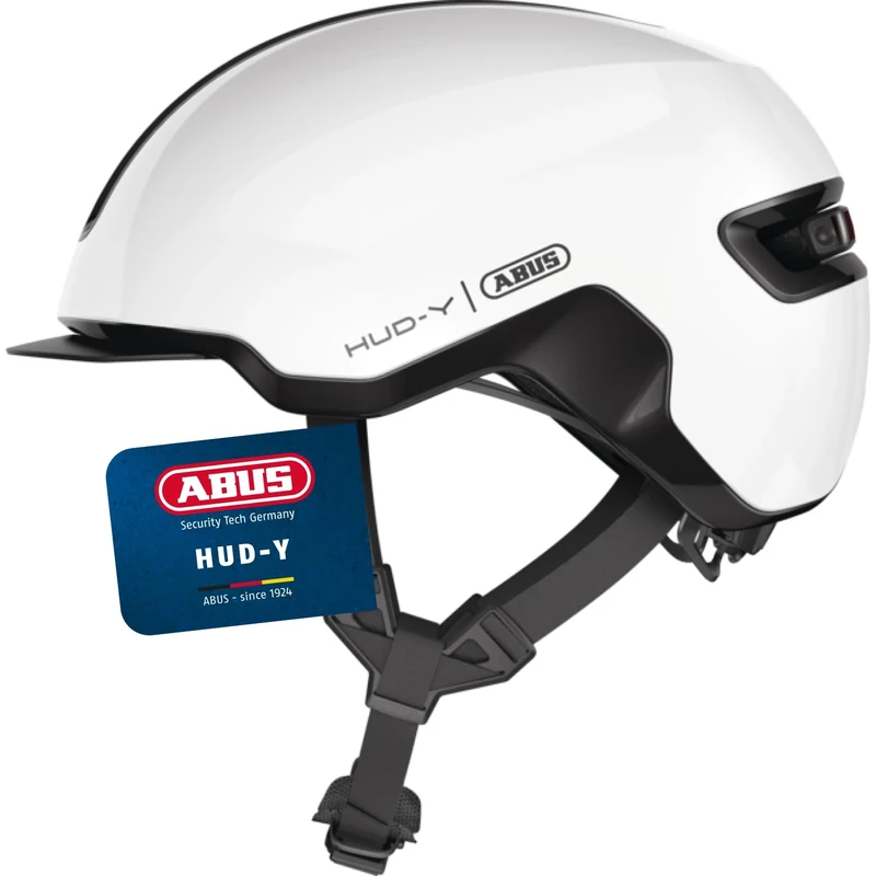 ABUS Urban Helmet HUD-Y - with magnetic, rechargeable LED rear light & magnetic fastener - Cool bike helmet for everyday use - for men and women