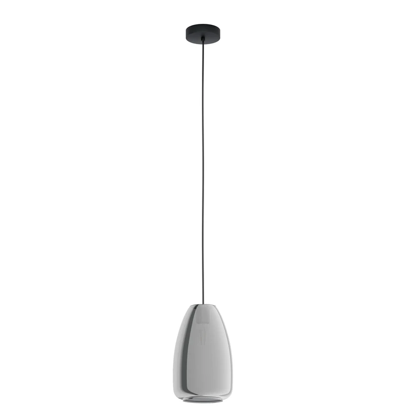 Eglo Pendant Lamp Chelvey, Smoked Glass, Metal Black, Dining Table Light, Hanging lamp, E27 Socket, Ø 20 cm