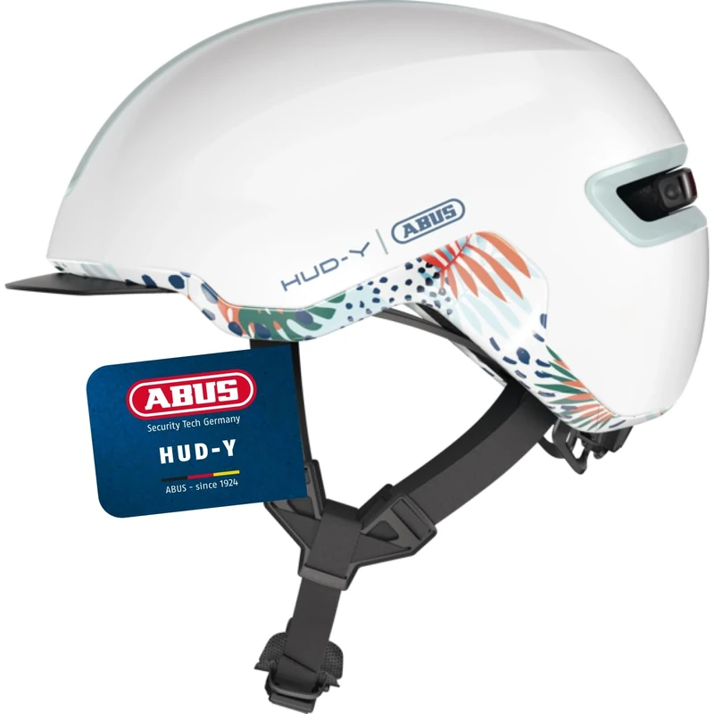 ABUS Urban Helmet HUD-Y - with magnetic, rechargeable LED rear light & magnetic fastener - Cool bike helmet for everyday use - for men and women