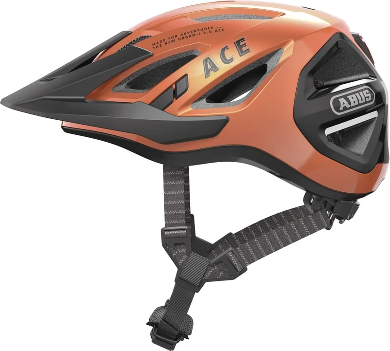 ABUS Urban-I 3.0 ACE city helmet - sporty bike helmet with LED rear light, extended peak and magnetic fastener - for men and women