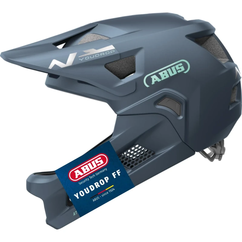 ABUS MTB helmet YouDrop FF - full-face helmet for children and teenagers - for beginners in mountain biking - with removable chin guard