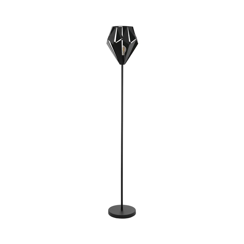 Eglo Floor lamp Carlton 5, Vintage floorlamp for Living Room, Standing Light Made of Black Metal, uplighter with E27 Socket, Foot Switch, H 152.5 cm