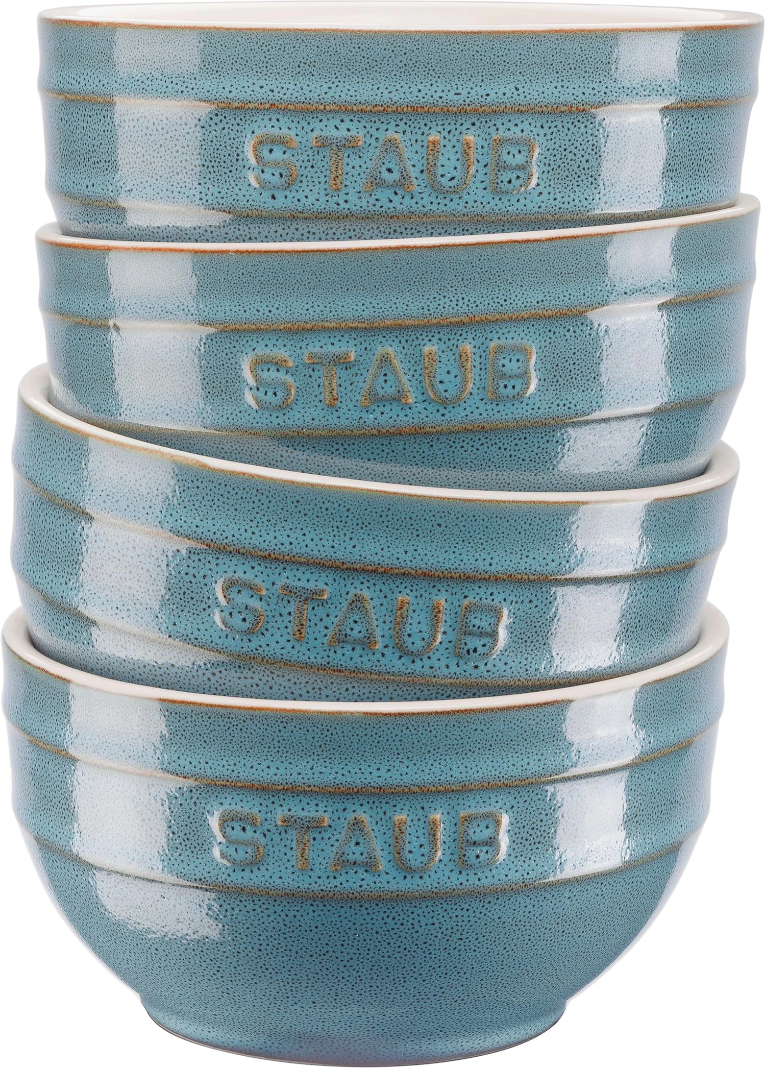 STAUB Ceramique 400ml Cereal Bowls, Serving Bowls, Dessert Bowls, Antique Turquoise, Ceramic, 12 cm, Set of 4