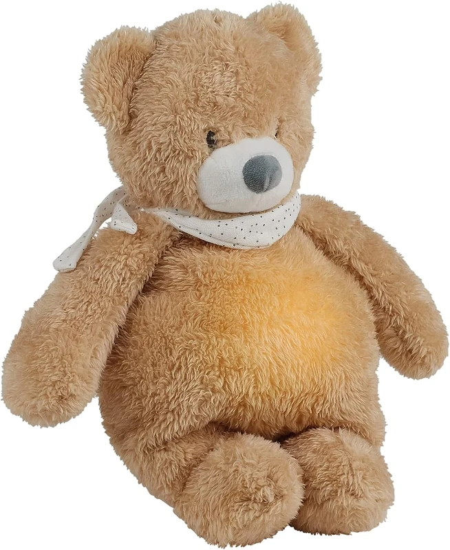 Nattou - Night Light Cuddly Bear Sleepy, Light Up Bear, Baby/Toddler Comforter, Night Light for Children, Baby White Noise Machine, Baby and Toddler Sleep Aid, PETA Approved and Vegan, Pale Brown