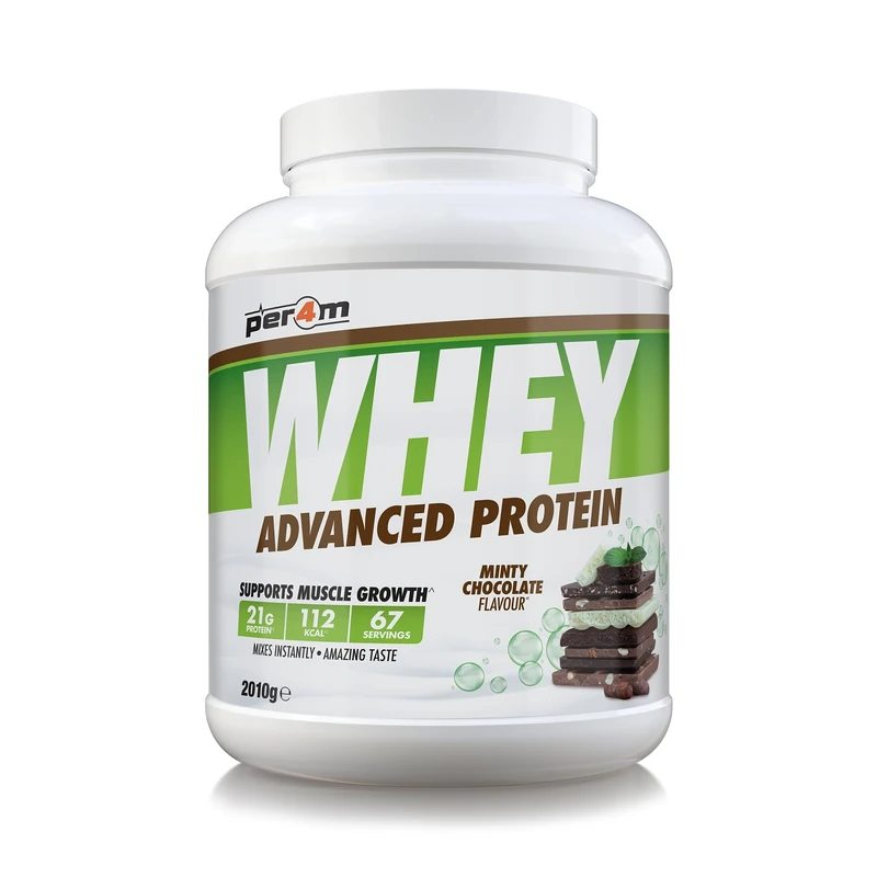 Per4m Whey Protein Powder | High Protein Shake for Muscle Growth & Recovery | Low Sugar Gym Supplement | Sports Nutrition Drink + Amino Acids (2010g, Minty Chocolate)