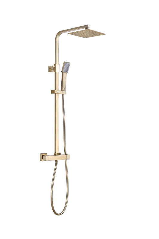 Keenware KBS-204 Midas Square Overhead Shower System: Brushed Brass