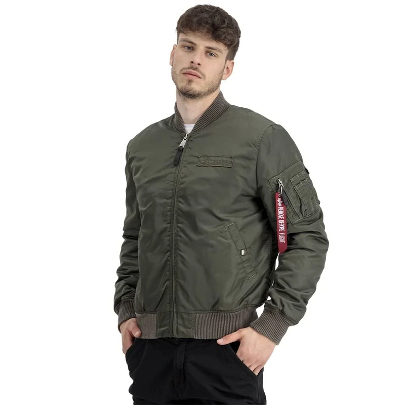 Alpha Industries Men's MA-1 VF Authentic Overdyed Bomber Jacket, Dark Olive, L