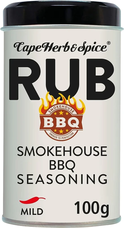 Cape Herb & Spice Rub Smokehouse BBQ Seasoning Condiment Smoked to Perfection, Chilli Rating Mild, 100 g Tin (Pack of 1)