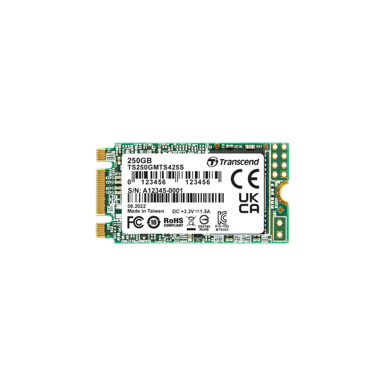 Transcend MTS425S 250GB M.2 2242 SATA III 6Gb/s SSD, Read/Write up to 500/330 mb/s with 3D NAND Flash TS250GMTS425S - Image 1