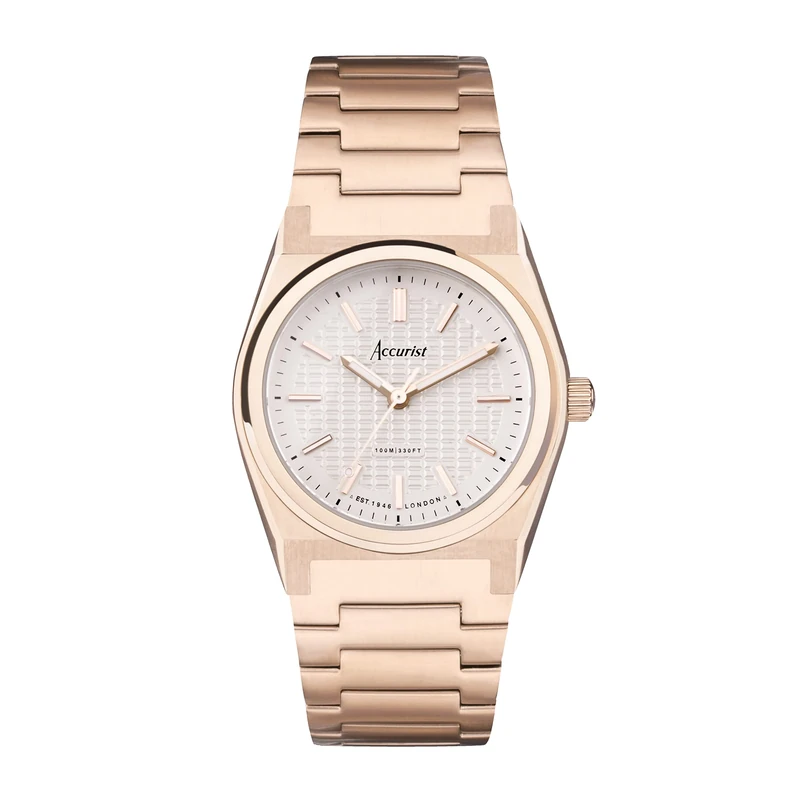 Accurist Ladies Origin 32mm Quartz Watch in White with Analogue Display, and Stainless Steel Bracelet 70017