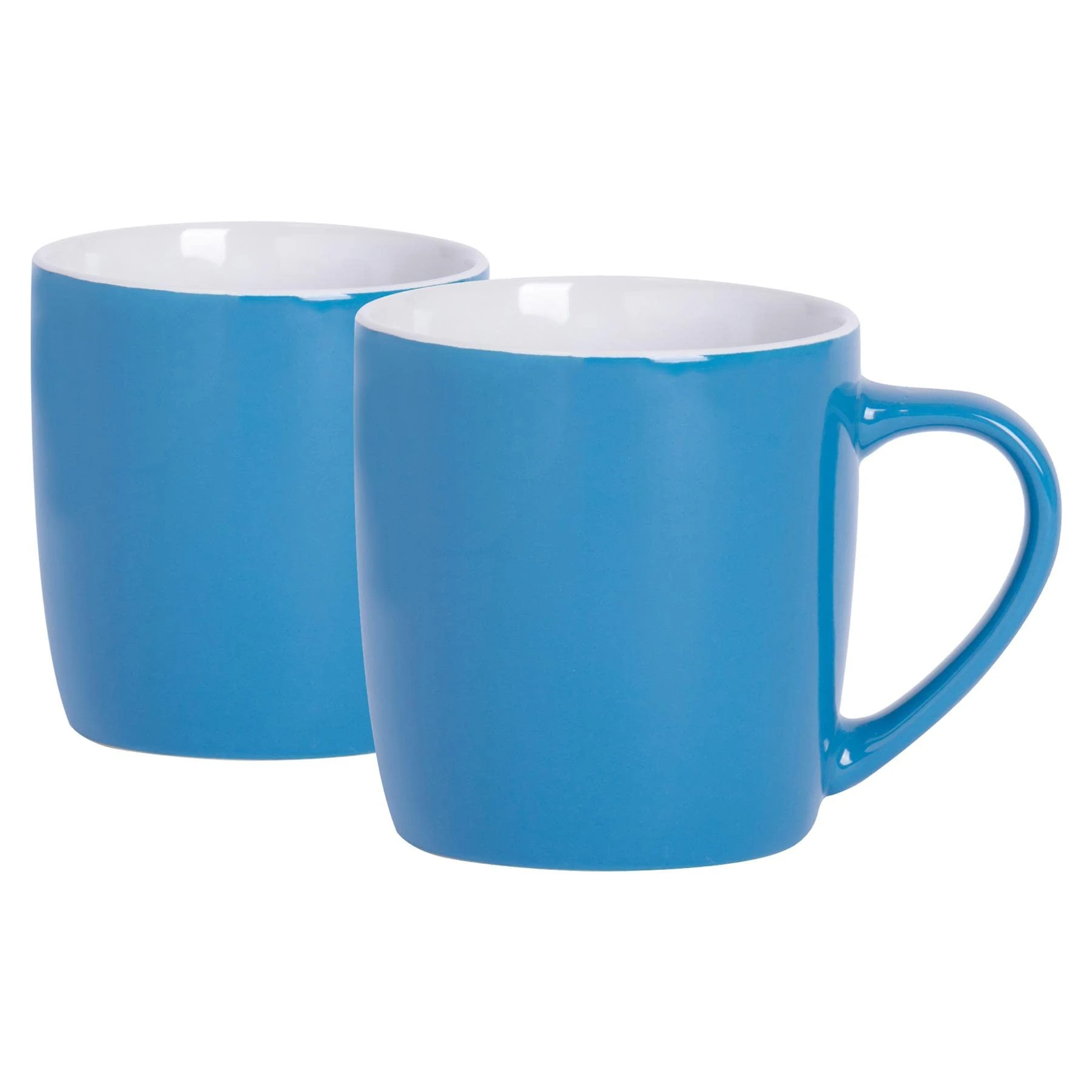 Argon Tableware Coloured Coffee Mugs - Blue - 350ml - Pack of 2 - Gloss Ceramic Stoneware Latte Cappuccino Cups Hot Chocolate Cups Colourful Mug Set with Handle