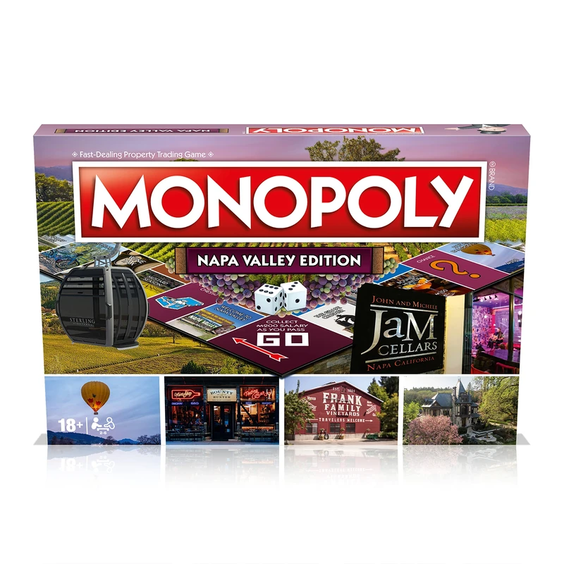 Monopoly Board Game - Napa Valley Edition: 2-6 Player Family Game for Kids and Adults, Ages 8 and Up, Perfect for Game Night
