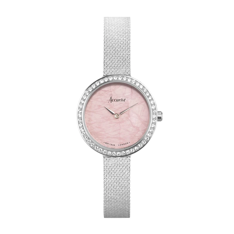 Accurist Ladies Jewellery 28mm Quartz Watch in Rose with Analogue Display, and Stainless Steel Bracelet 78005