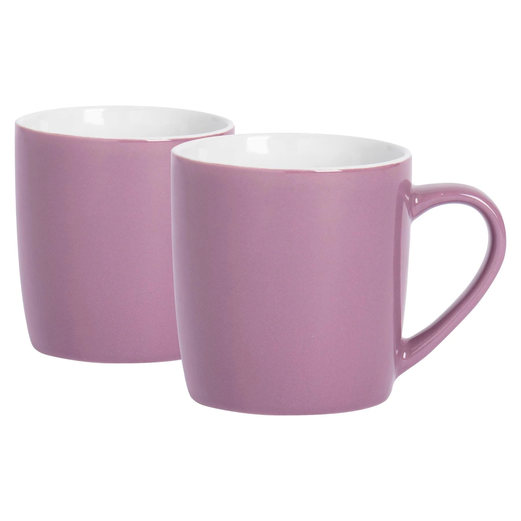 Argon Tableware Coloured Coffee Mugs - Purple - 350ml - Pack of 2 - Gloss Ceramic Stoneware Latte Cappuccino Cups Hot Chocolate Cups Colourful Mug Set with Handle