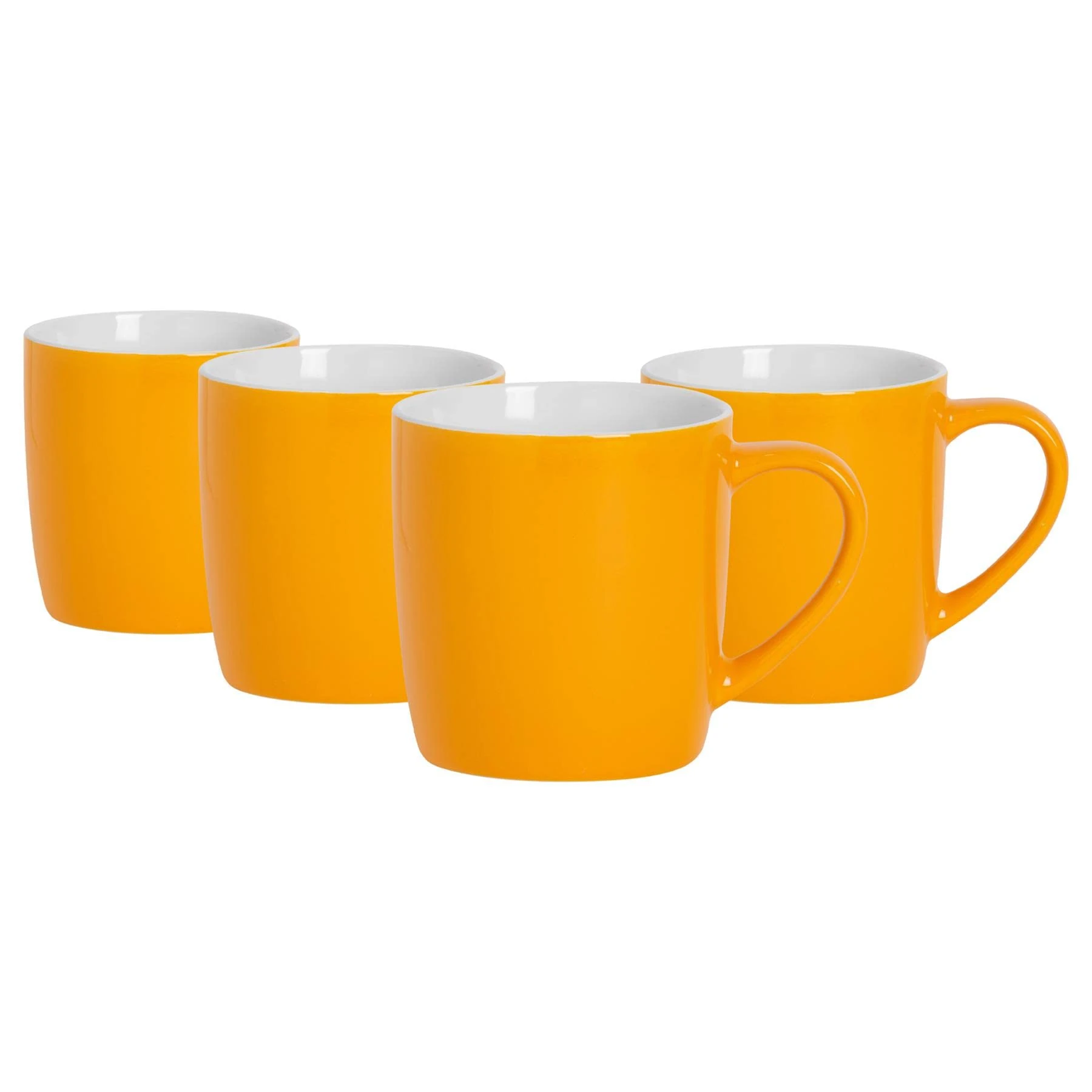 Argon Tableware Coloured Coffee Mugs - Yellow - 350ml - Pack of 4 - Gloss Ceramic Stoneware Latte Cappuccino Cups Hot Chocolate Cups Colourful Mug Set with Handle