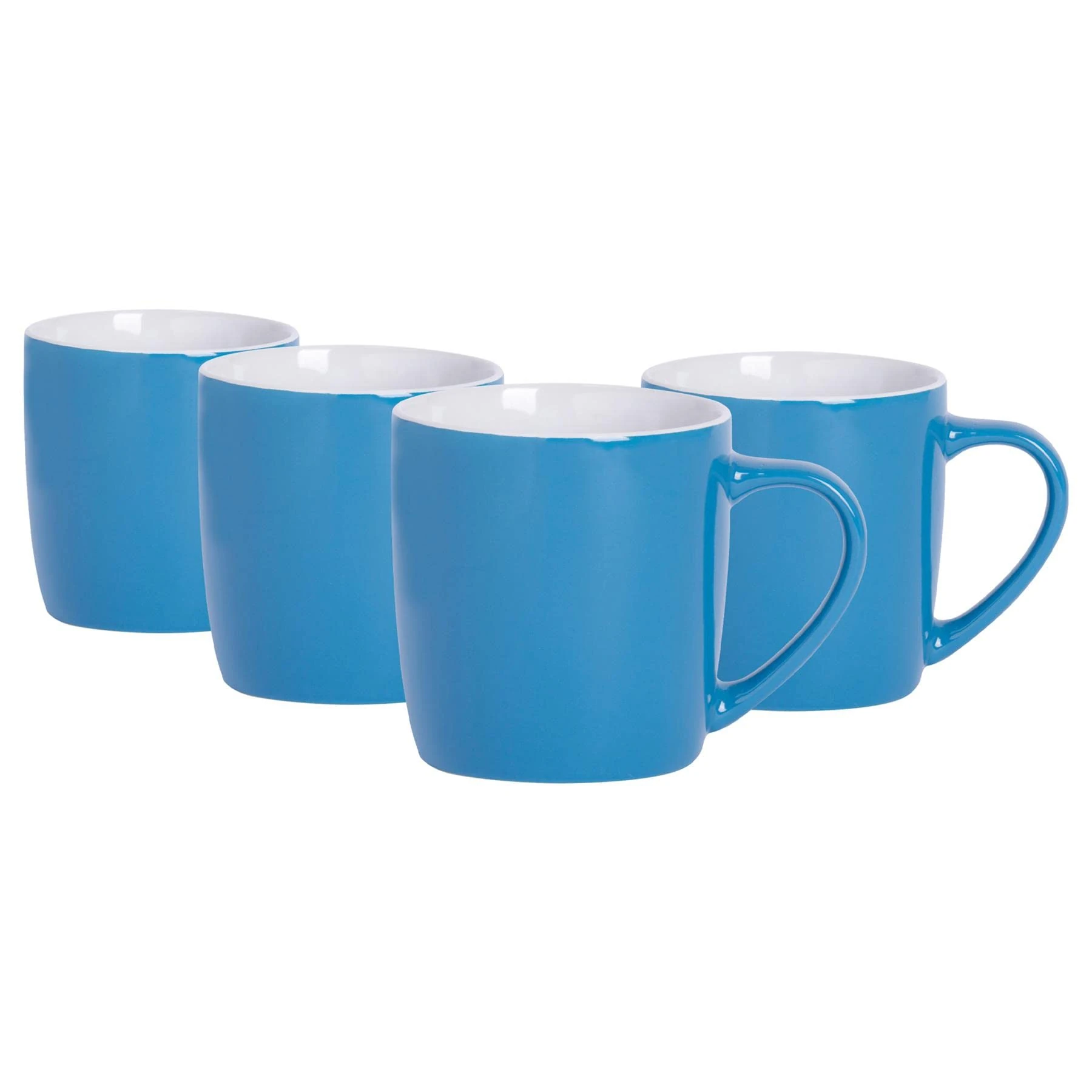 Argon Tableware Coloured Coffee Mugs - Blue - 350ml - Pack of 4 - Gloss Ceramic Stoneware Latte Cappuccino Cups Hot Chocolate Cups Colourful Mug Set with Handle