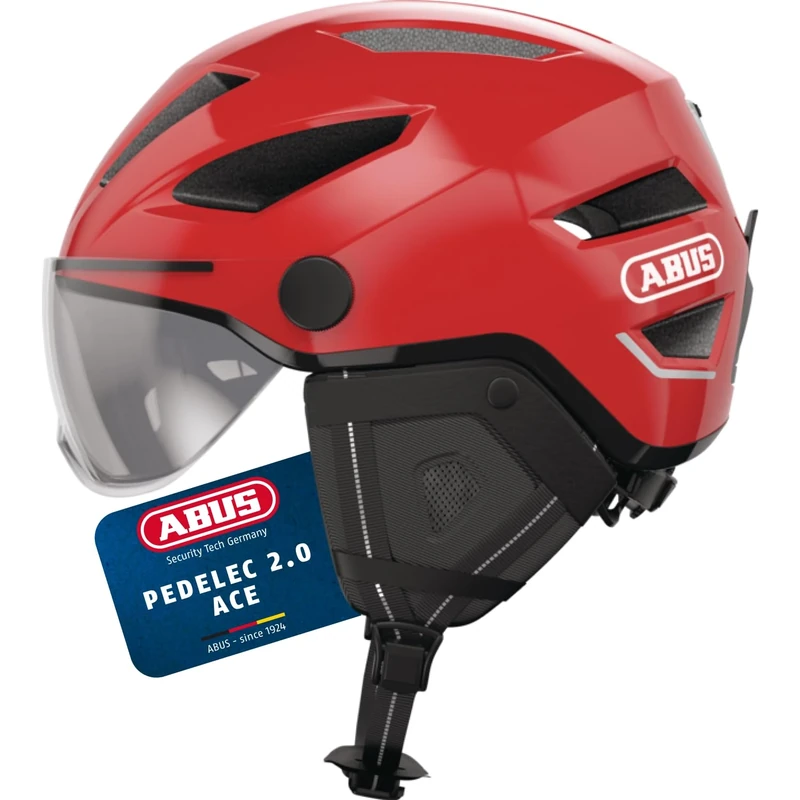 ABUS city helmet Pedelec 2.0 ACE - bicycle helmet with rear light, visor, rain cover, ear protection - for men and women