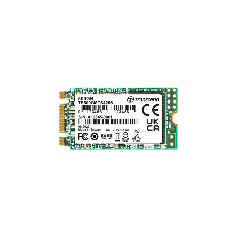 Transcend MTS425S 500GB M.2 2242 SATA III 6Gb/s SSD, Read/Write up to 530/480 mb/s with 3D NAND Flash TS500GMTS425S