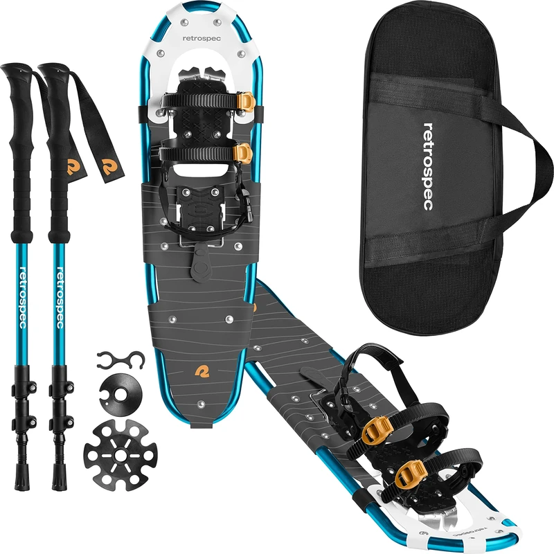 Retrospec Drifter 25/30 Inch Snowshoes & Trekking Poles Bundle for Men & Women, Durable All Terrain with Fully Adjustable Binding and Carry Bag with Lightweight Aluminum Hiking & Walking Sticks