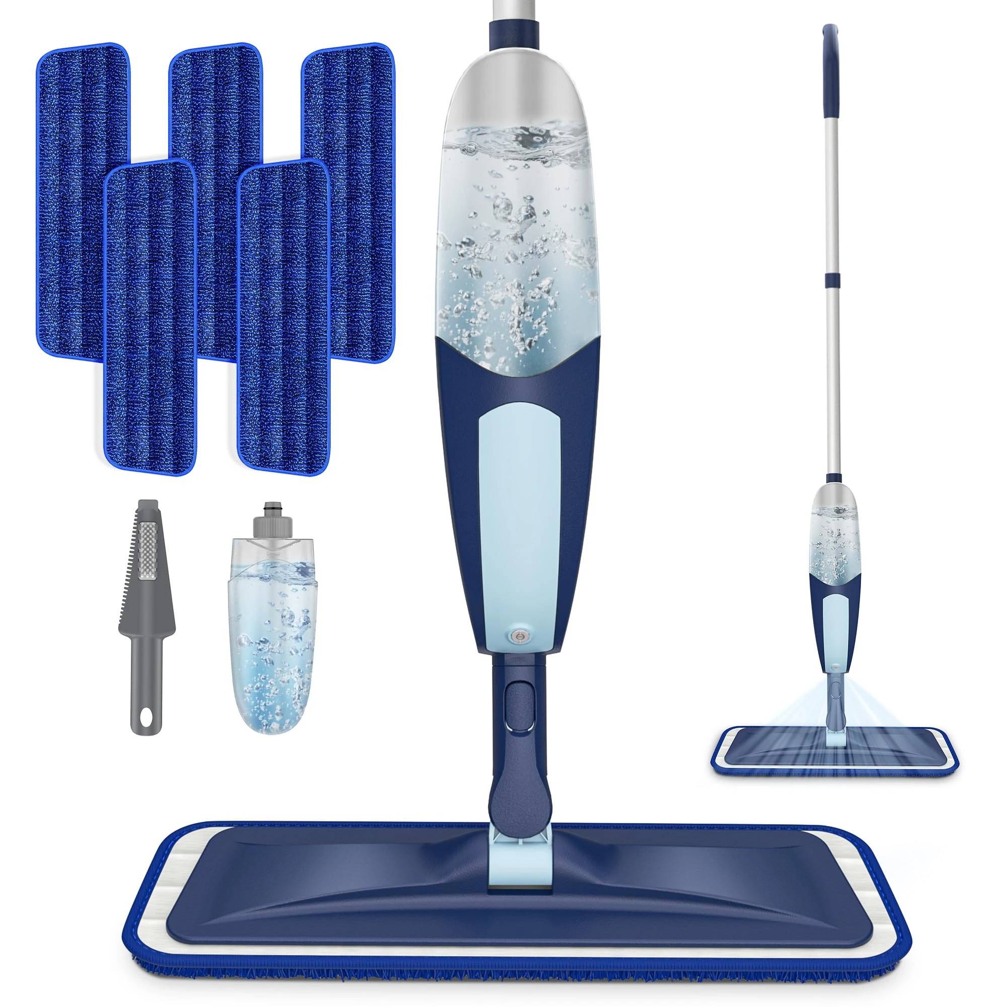 Spray Mop for Cleaning Floors Microfiber Floor Mop Wet Dust Flat Mop with 5 Washable Pads and Refillable Bottle for Home Kitchen Wood Laminate Vinyl Ceramic Hardwood Tiles