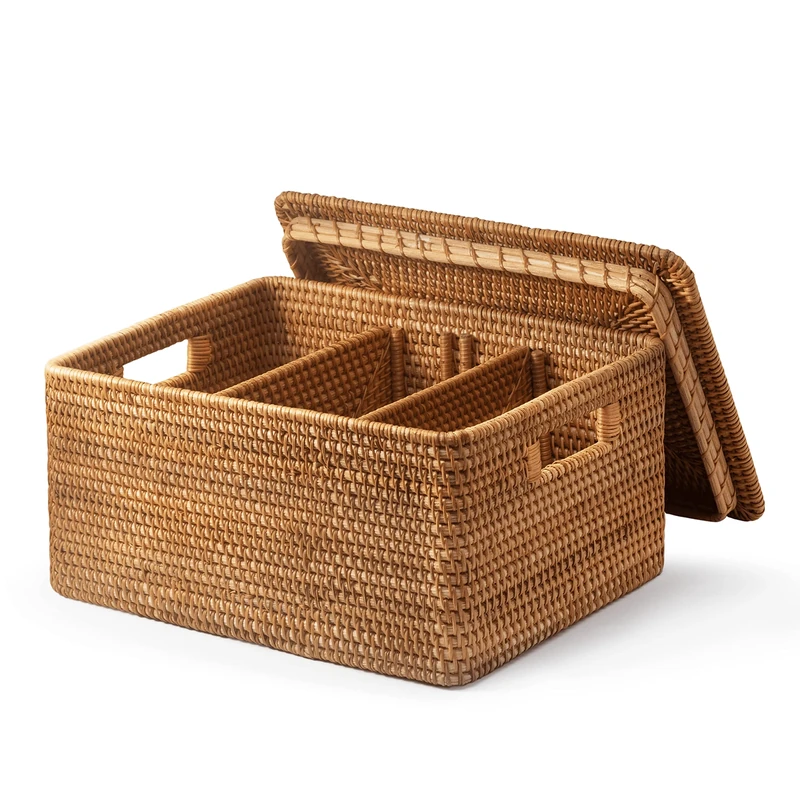 GaiaMade Rattan Storage Basket with lid