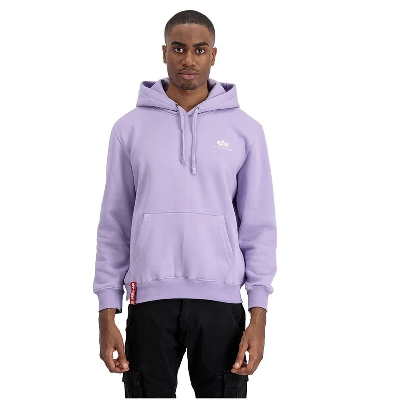 Alpha Industries Basic Hoody Small Logo Hooded Sweat for Men Pale Violet - Image 1