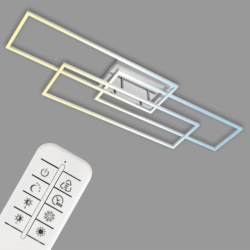 Briloner - LED Ceiling Light, Dimmable, Remote Control, Adjustable Colour Temperature, Chrome, Aluminium, 45.87" x 13.00" x 3.74"