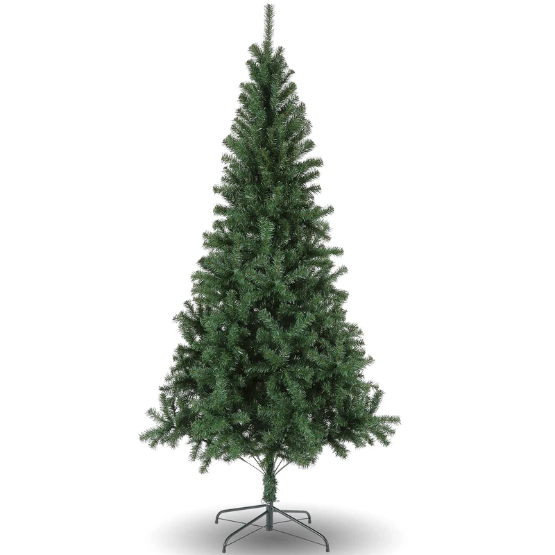 BATHWA Artificial 6FT Party Tree with Metal Stand, 800 Branch Tips, Easy Assembly, Christmas Home Decoration for Office, Living Room and Kitchen, Green, 7FT