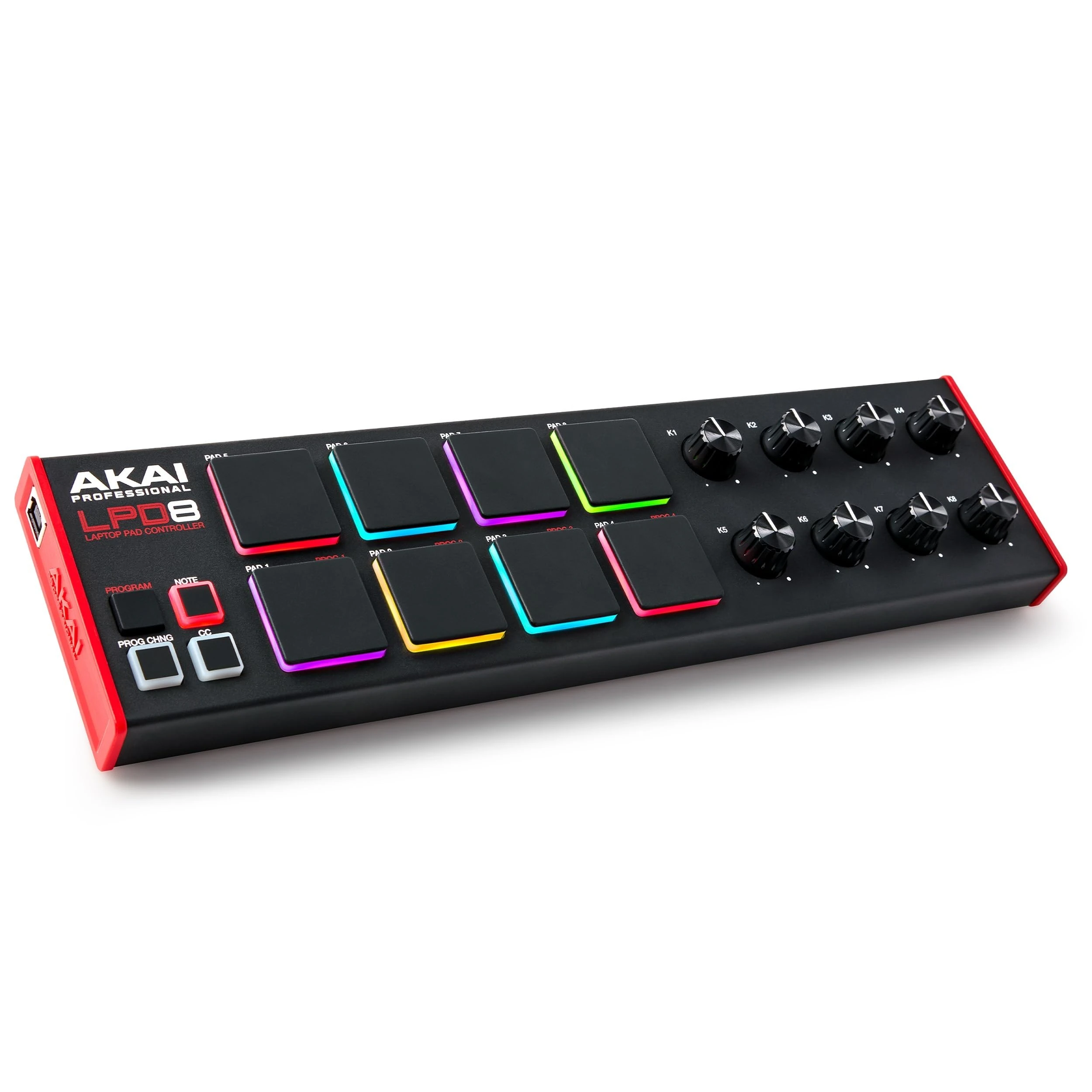 Akai Professional LPD8 - USB MIDI Controller with 8 Responsive MPC Drum Pads for Mac and PC, 8 Assignable Knobs and Music Production Software
