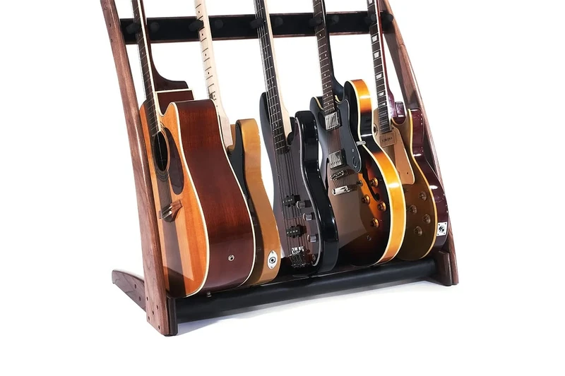 Ruach GR-2 Curve Customisable 5 Way Guitar Rack and Holder for Guitars and Cases - Walnut