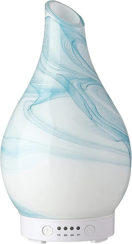Zen'Arôme Yangtze Essential Oil Diffuser – Ultrasonic Aromatherapy Cold Diffuser – Electric Diffuser Humidifier – Glassware with Decorative Design and LED Lighting Customizable