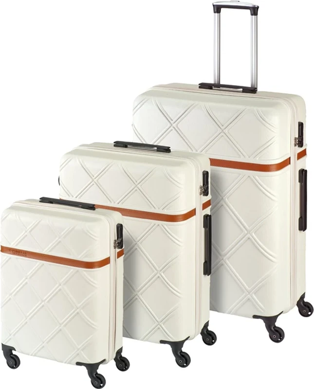 Princess Traveller Whistler, White, SML, Hard Shell Trolley with Swivel castors
