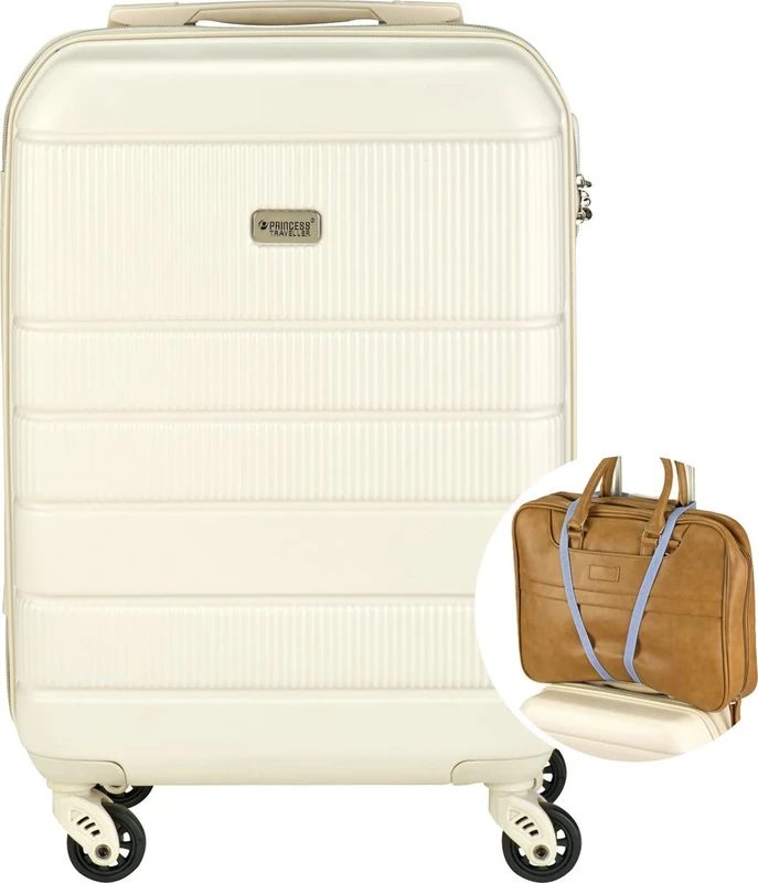 Princess Traveller Florence, Cream, S, Hard Shell Trolley with Swivel castors