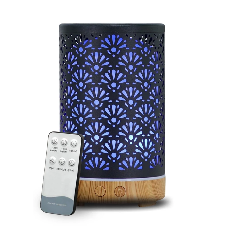 Zen'Arôme Sofia Ultrasonic Aromatherapy Diffuser – Cold Essential Oil Diffusion – Electric Diffuser with Remote Control – Customisable LED Lighting – Metal Shell with Original Decor