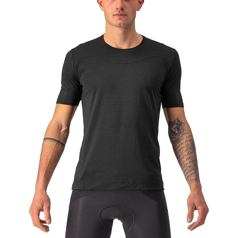 CASTELLI Bandito Wool SS BL - Technical Underwear in Merino Wool Short Sleeve, Thermoregulating and Breathable for Cycling, Black, M