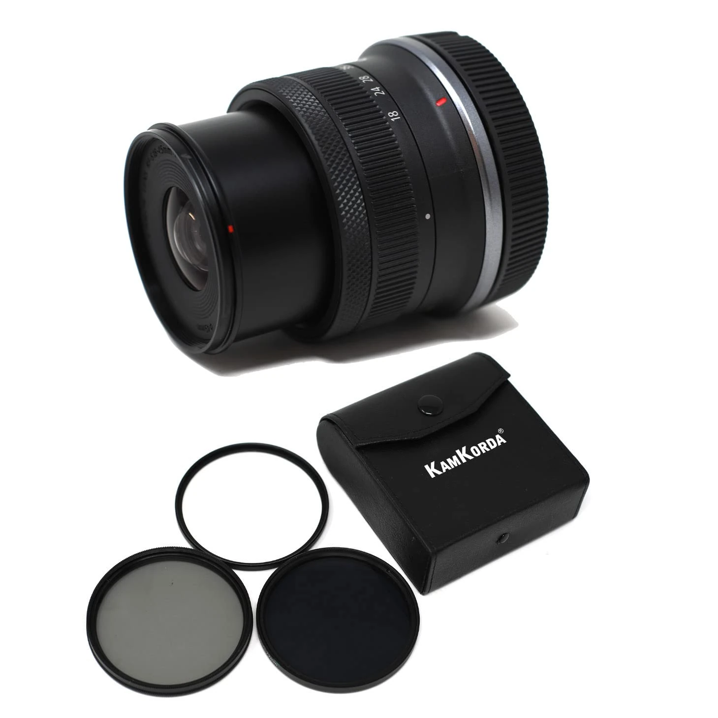 KamKorda Lens Filter Kit 49mm + RF-S 18-45mm f/4.5-6.3 IS STM Camera Lens, RF-S-Mount Lens/APS-C Format, STM Stepping AF Motor, Customizable Control Ring, Optical Image Stabilizer + 2 Year Warranty