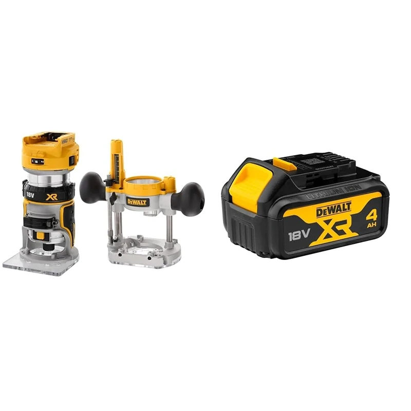 DEWALT DCW604NT-XJ 18V XR Brushless 8mm (1/4") Router in TSTAK Kitbox Box - Bare Unit + DEWALT Battery