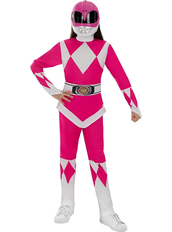 Funidelia | Pink Power Ranger Costume for Girls Films & Series, Superheroes, Cartoons - Costume for Kids, Accessory, Fancy dress & Props for Halloween, Carnival & Parties - Size 7-9 years - Pink