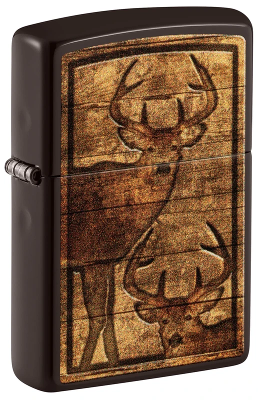 Zippo Windproof Lighter, Outdoor Wooden Nature, Brown, Colour Image, Refillable, Reusable, Windproof Design, Gift Box, Made in USA