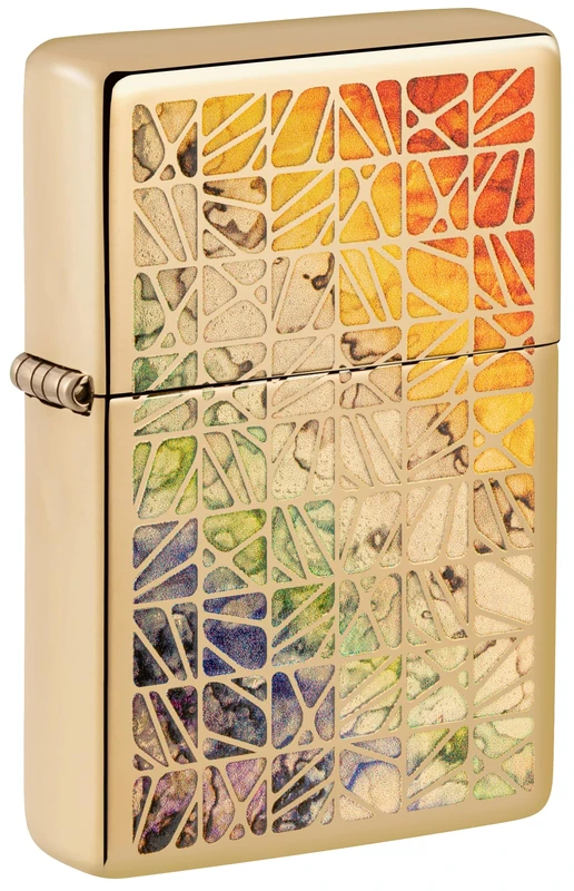 Zippo Windproof Lighter, Pattern Design – Vintage High Polished Brass, Fusion – Refillable, Reusable, Windproof Design – Comes in Gift Box – Made in USA