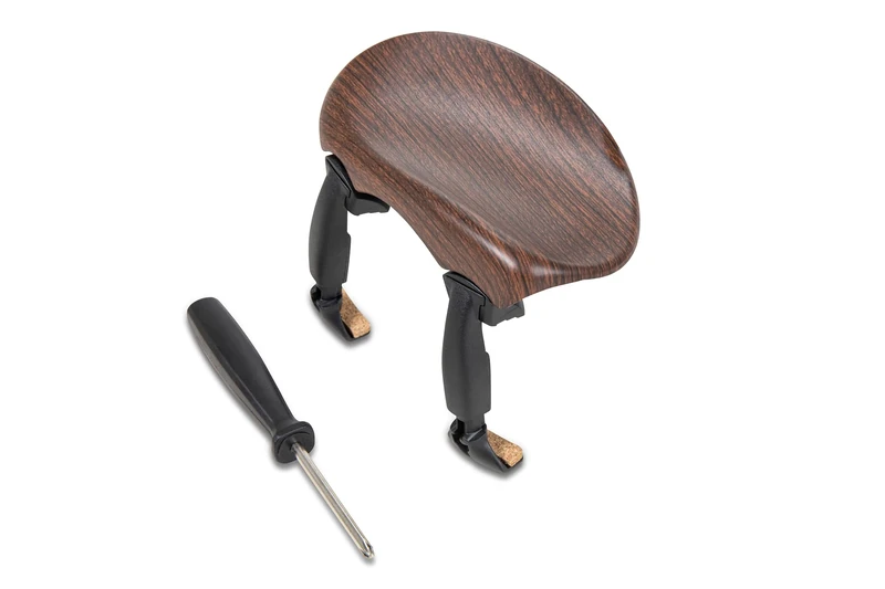 Wittner Chinrest Augsburg, centre-mounted chinrest Violin 4/4, high-tech plastic, geight and tilt adjustable, easy to adjust, with screwdriver, rosewood coloured, Made in Germany, 256111P
