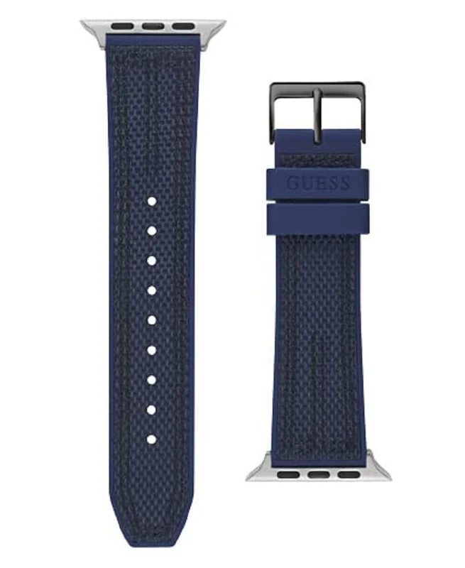 GUESS Mens smartwatch band compatible with Apple watch (42MM-44MM), Navy/Stitching, Modern