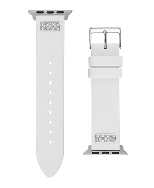 GUESS Ladies smartwatch Band Compatible with Apple Watch (38MM-40MM), White/Bling, 22 mm, Modern