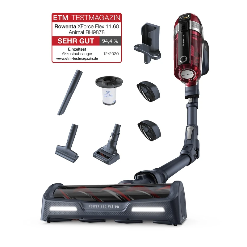 Rowenta X-Force Flex 9.60 RH2078 Cordless Stick Vacuum Cleaner, Pet Model, Strong Constant Suction Power, Durable Battery, Flexible Tube, Automatic Adjustable