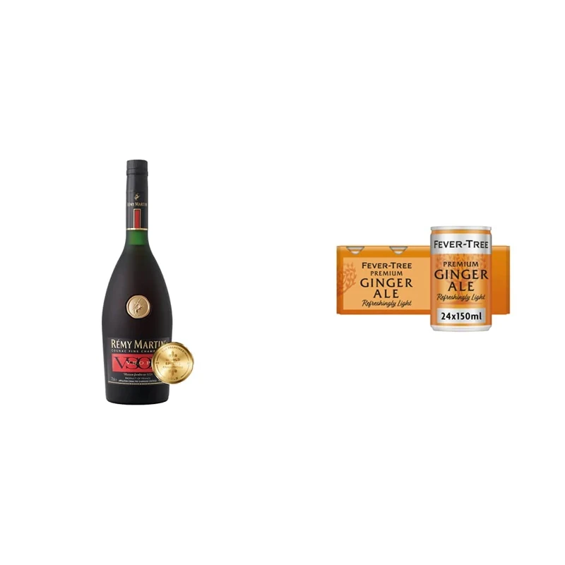 Rémy Martin "Remy Ginger" Cocktail Bundle 24 serves - Rémy Martin VSOP, Cognac Fine Champagne 70cl & Fever-Tree Refreshingly Light Ginger Ale 8 x 150ml (Pack of 3, Total 24 cans)